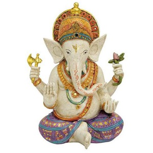 Xxxl Ganesha, Lila, Weiß, Gold, Kunststoff, Elefant, Elefant, 30x40x16 cm, sitzend, zum Stellen, handgemalt, Dekoration, Skulpturen & Dekoobjekte,