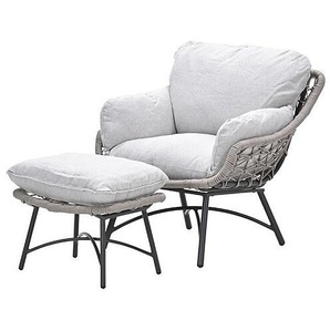 Garden Impressions Sessel Logan inkl. Hocker rope taupe inkl. Auflage 100% Polyester