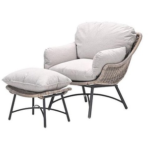 Garden Impressions Sessel Logan inkl. Hocker vintage willow inkl. Auflage 100% Polyester