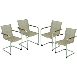 Freischwinger GARDEN PLEASURE NOVA Stühle Gr. B/T: 59 cm x 56 cm, 4 St., Edelstahl, beige (sandbraun, silber) Freischwinger Edelstahl