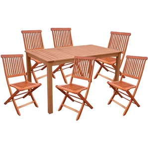 Garten-Essgruppe GARDEN PLEASURE ANGWIN/PITTSBURGH Sitzmöbel-Sets Gr. B/H/T: 210 cm x 90 cm x 170 cm, braun (braun, braun, braun) Outdoor Möbel