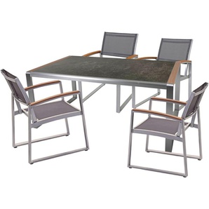 Garden Pleasure Garten-Essgruppe AVERNA, (5-tlg), mit robustem Glastisch