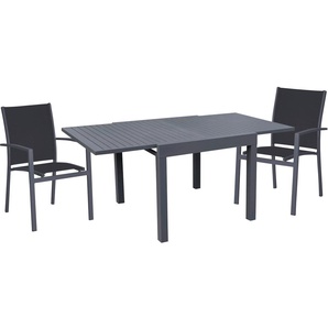 Garten-Essgruppe GARDEN PLEASURE ELENA Sitzmöbel-Sets Gr. B/H/T: 180 cm x 89 cm x 180 cm, grau (anthrazit, anthrazit, anthrazit) Outdoor Möbel