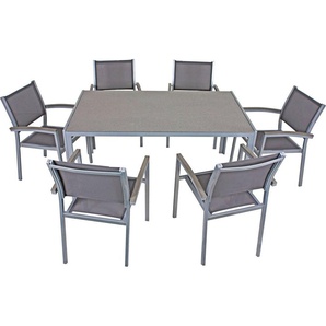 Garden Pleasure Garten-Essgruppe GRACE, (7-tlg), mit platzsparenden Stapelstühlen