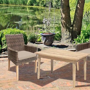 Garten-Essgruppe GARDEN PLEASURE NORVELL/PUEBLO Sitzmöbel-Sets braun (hellbraun) Outdoor Möbel