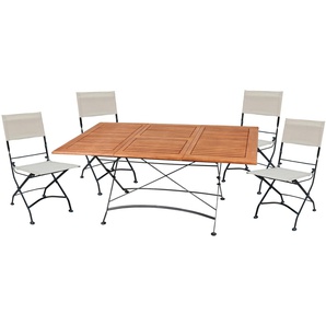 Garten-Essgruppe GARDEN PLEASURE TRIEST Sitzmöbel-Sets Gr. B/H/T: 290 cm x 89 cm x 150 cm, ausziehbar-klappbar, braun (braun, beige, schwarz, schwarz) Outdoor Möbel mit leicht ausziehbarem Tisch