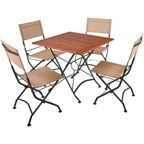 Garten-Essgruppe GARDEN PLEASURE TRIEST Sitzmöbel-Sets Gr. B/H/T: 180 cm x 89 cm x 80 cm, Kunststoffgewebe, beige (beige, beige, schwarz) Outdoor Möbel