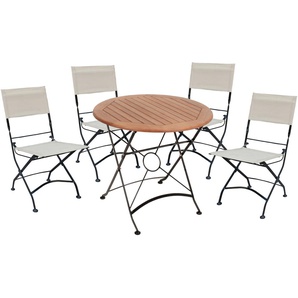 Garten-Essgruppe GARDEN PLEASURE TRIEST Sitzmöbel-Sets Gr. B/H/T: 180 cm x 89 cm x 180 cm, braun (braun, beige, schwarz, schwarz) Outdoor Möbel