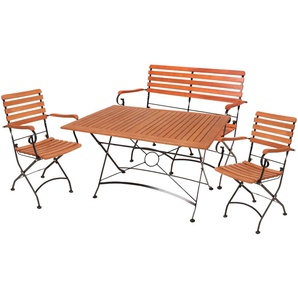 Garten-Essgruppe GARDEN PLEASURE WIEN Sitzmöbel-Sets Gr. B/H/T: 280 cm x 89 cm x 120 cm, klappbar, braun (braun, schwarz, braun, schwarz) Outdoor Möbel mit praktischer Klappfunktion