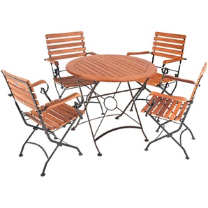Garten-Essgruppe GARDEN PLEASURE WIEN Sitzmöbel-Sets Gr. B/H/T: 180 cm x 89 cm x 180 cm, braun (braun, braun, schwarz) Outdoor Möbel