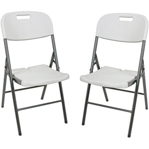 Klappstuhl GARDEN PLEASURE MUFARO Stühle Gr. B/H/T: 46 cm x 87 cm x 54 cm, 2 St., Stahl, weiß (weiß, grau) Klappstühle 2er Set