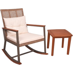 Garden Pleasure Schaukelstuhl SINALOA (Set), Teak Look, inkl. Tisch und Auflagen