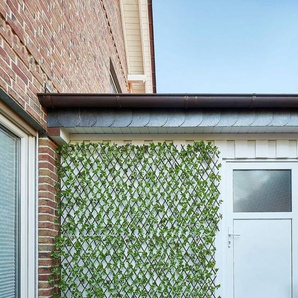 GardenDeluxe living Kunsthecken-Sichtschutz Spalier Jadeblatt, ausziehbarer Zaun, mit Kunstranke, natürliche Optik, Sichtschutz