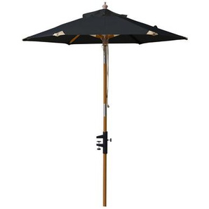 Gardenson Sonnenschirm, Schwarz, Holzwerkstoff, 180x180 cm, Sonnen- & Sichtschutz, Sonnenschirme