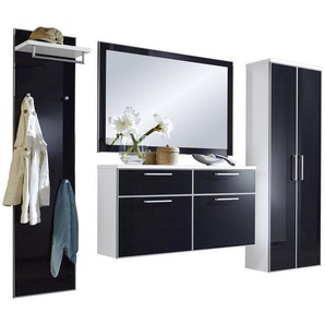 Garderobe, Anthrazit, Weiß, Glas, 4-teilig, 245x200x31 cm, Garderobe, Garderoben-Sets