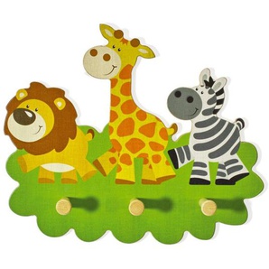 Garderobe Kinder Tiere Holz Giraffe Kindergarderobe 3 Haken Löwe Zebra