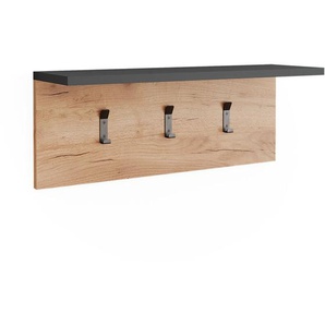 Garderobe mit Hutablage Orlando, Anthrazit/Goldkraft Eiche, 60 x 21.6 cm Vicco