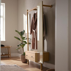 Garderobe mit Spiegel - schwarz - Holz -