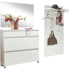 Garderobe, Weiß, Silber, Holzwerkstoff, 3-teilig, 205x195x31 cm, Garderobe, Garderoben-Sets & Serien