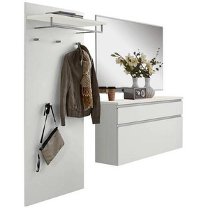 Garderobe, Weiß, Silber, Holzwerkstoff, 3-teilig, 210x190x31 cm, Garderobe, Garderoben-Sets