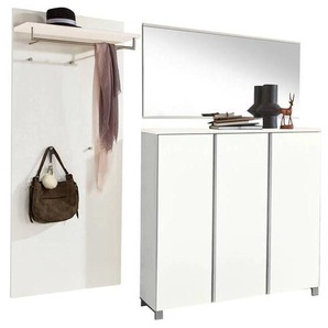 Garderobe, Silber, Weiß, Holzwerkstoff, 3-teilig, 210x195x37 cm, Garderobe, Garderoben-Sets