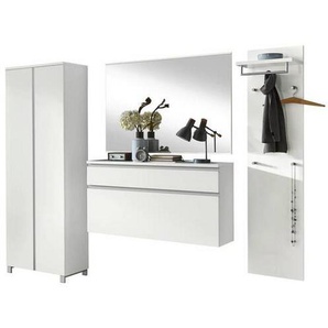 Garderobe, Silber, Weiß, Holzwerkstoff, 4-teilig, 250x196x37 cm, Garderobe, Garderoben-Sets