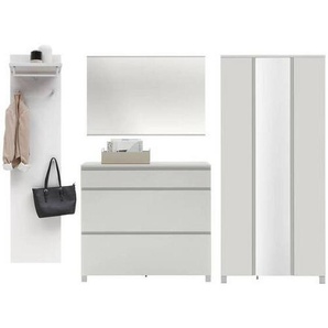 Garderobe, Silber, Weiß, Metall, Holzwerkstoff, 4-teilig, 270x193x37 cm, Garderobe, Garderoben-Sets