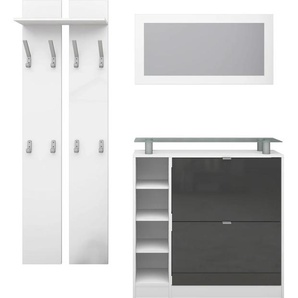 Garderoben-Set BORCHARDT MÖBEL Dolly Kastenmöbel-Sets weiß (weiß matt, graphit hg) Garderoben-Sets mit Glasablage
