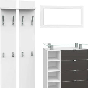 Garderoben-Set BORCHARDT MÖBEL Dolly Kastenmöbel-Sets weiß (weiß matt, graphit hochglanz) Garderoben-Sets