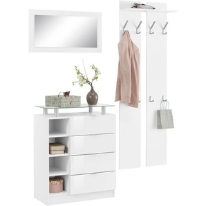 Garderoben-Set BORCHARDT MÖBEL Dolly Kastenmöbel-Sets weiß (weiß matt, hochglanz) Garderoben-Sets mit Metallgriffen