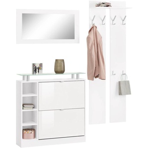 Garderoben-Set BORCHARDT MÖBEL Dolly Kastenmöbel-Sets weiß (weiß matt, hochglanz) Garderoben-Sets