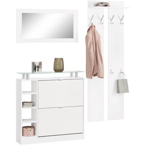 Garderoben-Set BORCHARDT MÖBEL Dolly Kastenmöbel-Sets weiß (weiß matt, matt) Garderoben-Sets mit Glasablage