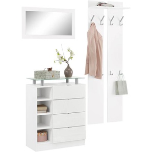 Garderoben-Set BORCHARDT MÖBEL Dolly Kastenmöbel-Sets weiß (weiß matt, matt) Garderoben-Sets mit Metallgriffen