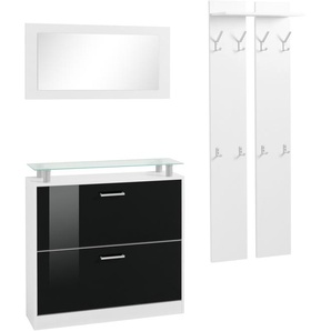 Garderoben-Set BORCHARDT MÖBEL Finn Kastenmöbel-Sets schwarz (weiß matt, hochglanz) Garderoben-Sets mit Glasablage