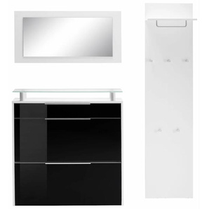 Garderoben-Set BORCHARDT MÖBEL Oliva Kastenmöbel-Sets schwarz (weiß matt, hochglanz) Garderoben-Sets
