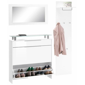 Garderoben-Set BORCHARDT MÖBEL Oliva Kastenmöbel-Sets weiß (weiß matt, hochglanz) Garderoben-Sets