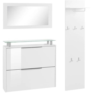 Garderoben-Set BORCHARDT MÖBEL Rena 2, (3-tlg.) Kastenmöbel-Sets weiß (weiß matt, hochglanz) Garderoben-Sets mit Glasablage