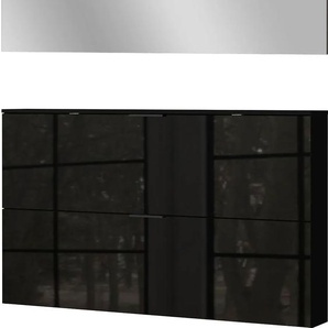Garderoben-Set GERMANIA Valega Kastenmöbel-Sets Gr. B/H/T: 140 cm x 200 cm x 19 cm, Türdämpfung-ABS-Kanten-Kantengriffe aus Metall, schwarz Garderoben-Sets