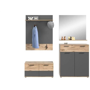Garderoben-Set - grau - Materialmix - 195 cm - 200 cm - cm 37,0 | Möbel Kraft