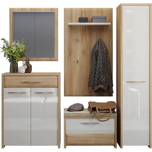 Garderoben-Set HOME AFFAIRE Gala, beige (beige hg, pacific walnuss decor), B:189cm H:192cm T:36cm, MDF, Spanplatte, Kastenmöbel-Sets, Soft-Close Funktion, Hochglanz UV lackiert, Topseller