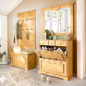 Garderoben-Set HOME AFFAIRE Klera Kastenmöbel-Sets beige (natur) Garderoben-Sets 4-teilig, aus massiver Kiefer, FSC-zertifiziert