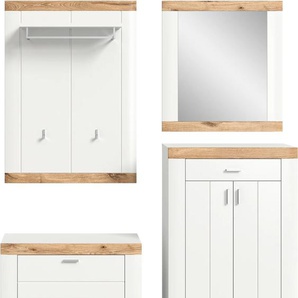 Garderoben-Set HOME AFFAIRE Landsby Kastenmöbel-Sets Gr. B/H/T: 168 cm x 191 cm x 37 cm, weiß (weiß, eiche) Garderoben-Sets