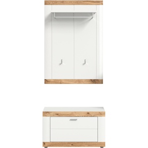Garderoben-Set HOME AFFAIRE Landsby Kastenmöbel-Sets Gr. B/H/T: 73 cm x 191 cm x 37 cm, weiß (weiß, eiche) Garderoben-Sets