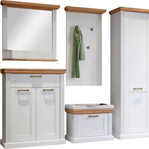 Garderoben-Set HOME AFFAIRE Tara Kastenmöbel-Sets Gr. B/H/T: 216 cm x 193 cm x 38 cm, weiß (weiß matt, pacific walnut) Garderoben-Sets UV-Lack auf Wasserbasis