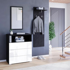 Garderoben-Set INOSIGN Paris Kastenmöbel-Sets schwarz-weiß (matera anthrazit, weiß hochglanz) Garderoben-Sets