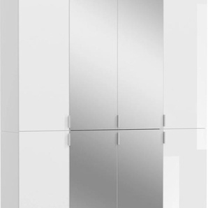 Garderoben-Set INOSIGN Trondheim Kastenmöbel-Sets Gr. B/H/T: 121 cm x 193 cm x 34 cm, weiß (weiß nb, hochglanz, spiegelglas) Inosign