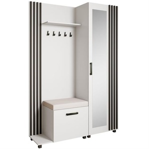 Garderoben-Set mit Aufhängern und Spiegel LIVIA Weiß + schwarz Jasmine 21 Rechts