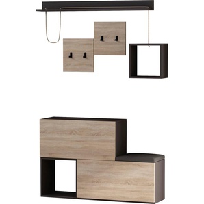 Garderoben-Set SKYE DECOR Kastenmöbel-Sets Gr. B/H/T: 120 cm x 78 cm x 40 cm, schwarz (anthr eiche) Garderoben-Sets