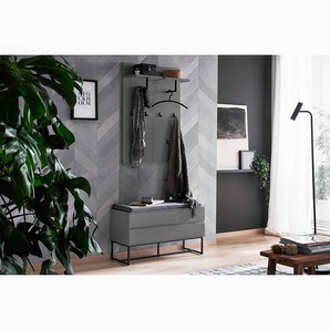Garderobenbank 90 x 48 x 35cm Grau/Dunkelgrau