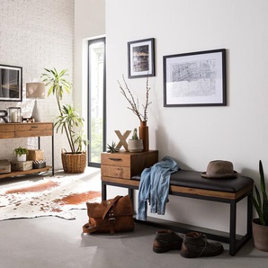 Garderobenbank 110 x 59 x 41cm Braun/Pinie Dunkel